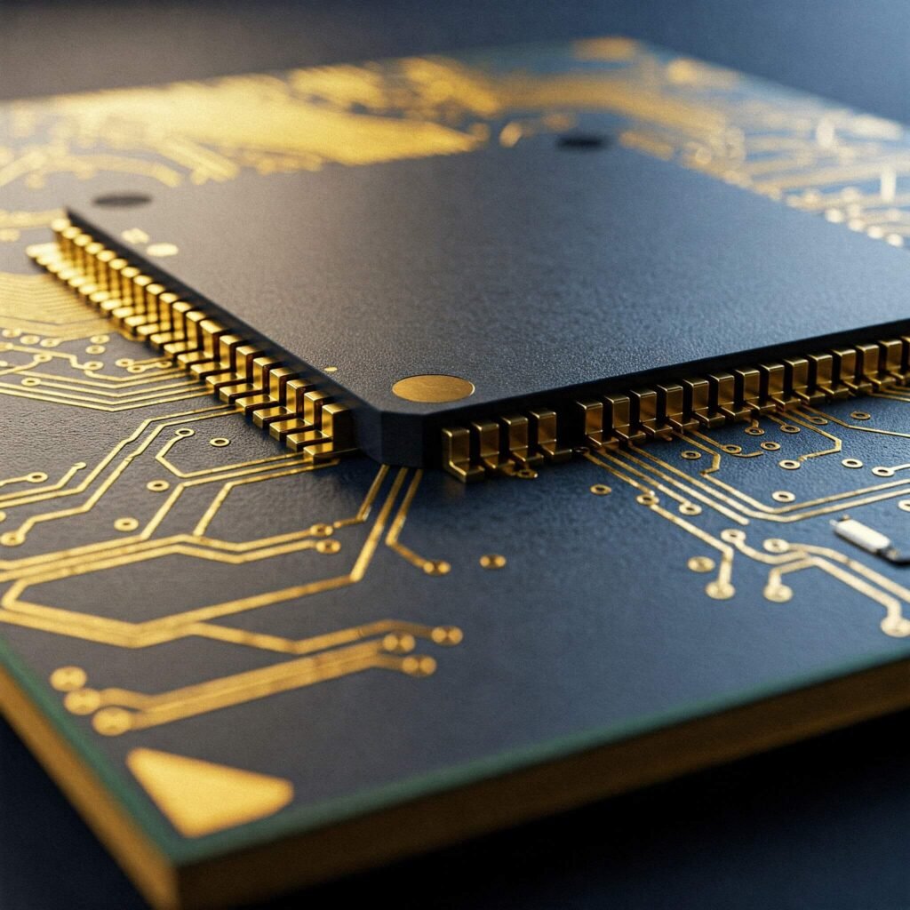 High-speed processor in futuristic smartphone.