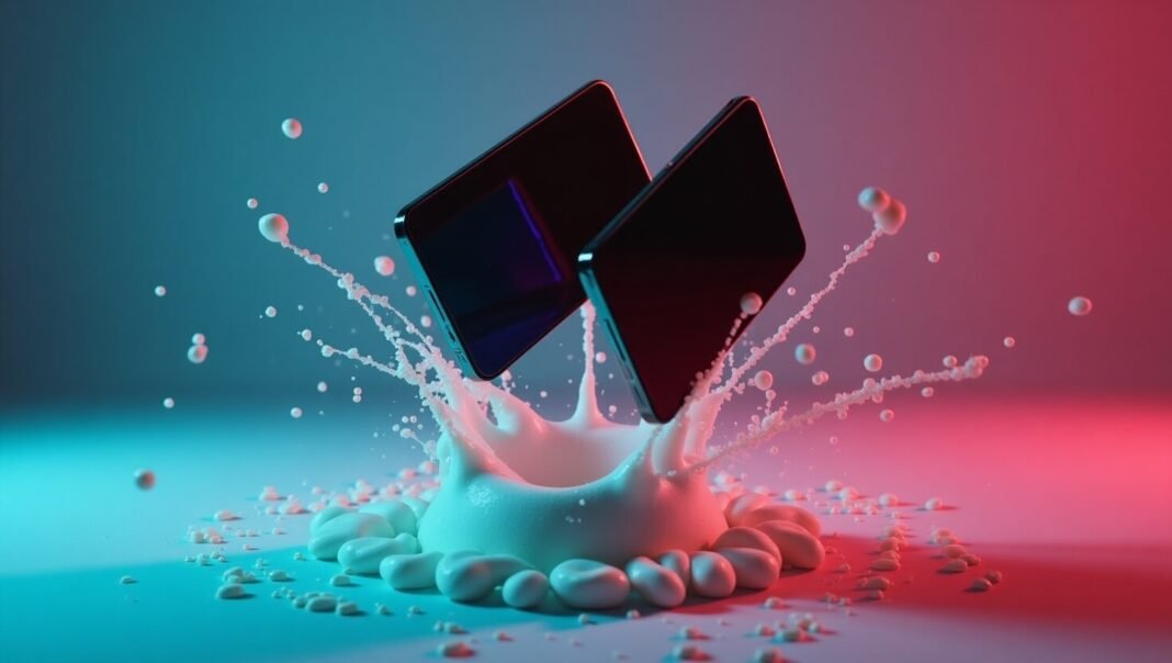 Foldable phone drop test impact.