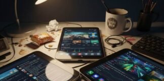 Top Compact Smartphones Under 6 Inches for 2025 "My chaotic desk with tiny compact smartphone shining among huge phones – real life in 2025"