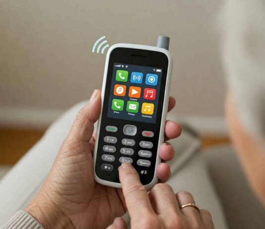 Simple Phones for Seniors: Ease & Safety Prioritized Senior using simple phone with large buttons.