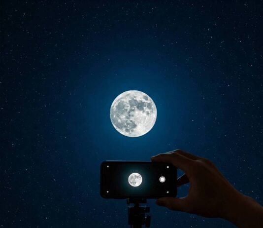 Capture the Moon With These Amazing Camera Phones Smartphone capturing the moon.
