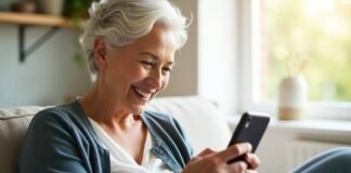 Best Lightweight Smartphones for Seniors in 2025: Easy & Accessible Tech Senior smiling using lightweight smartphone.