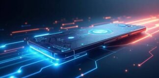 High-Performance Android Phones: Dominate the Competition in 2024 Futuristic high-performance Android phone with glowing circuits.